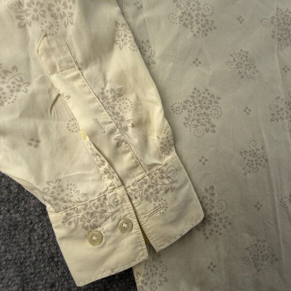 Armani Exchange Women Long Sleeve Button Up Shirt Floral Large Ivory Point - Picture 8 of 16